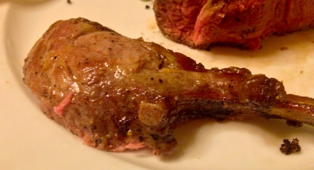single chop from rack of lamb